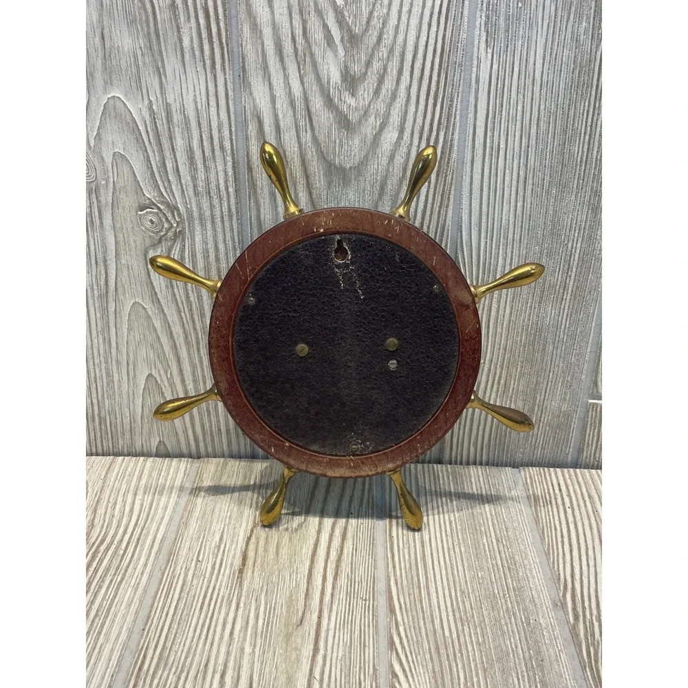 Vintage Barigo Ship Wheel Barometer Made in Germany Brass Wood Nautical Decor